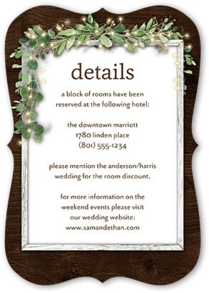 Enclosure Cards: Leafy Scroll Wedding Enclosure Card, Brown, Matte, Signature Smooth Cardstock, Bracket