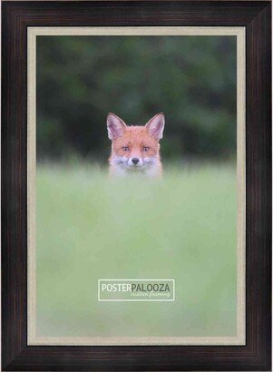 PosterPalooza 20x36 Traditional Mahogany Complete Wood Picture Frame with UV Acrylic, Foam Board Backing, & Hardware