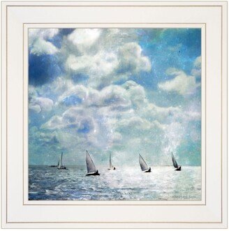 Sailing White Waters by Bluebird Barn Group, Ready to hang Framed Print, White Frame, 15