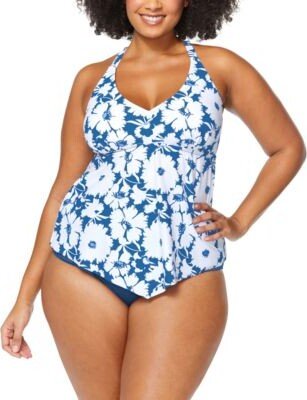 Trendy Plus Size Trinidad T Back Tankini Top Tummy Control Bottoms