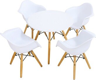 5 Piece Kids Modern Round Table Chair Set