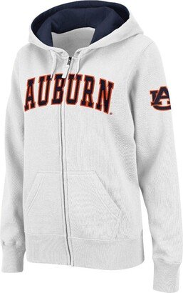 Women's Stadium Athletic White Auburn Tigers Arched Name Full-Zip Hoodie