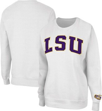 Women's White Lsu Tigers Campanile Pullover Sweatshirt