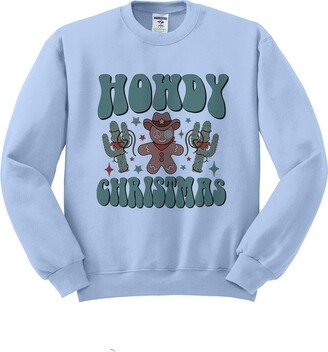 TeesAndTankYou Gingerbread Howdy Christmas Sweatshirt Unisex Medium Light Blue