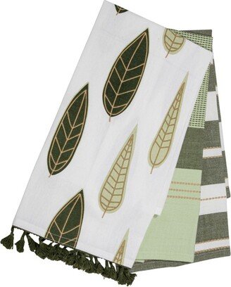 Set of 3 Green Cotton Tea Towels