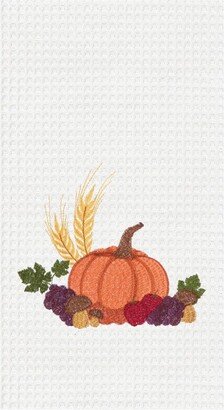 Fall Harvest Pumpkin Cotton Waffle Weave Kitchen Towel