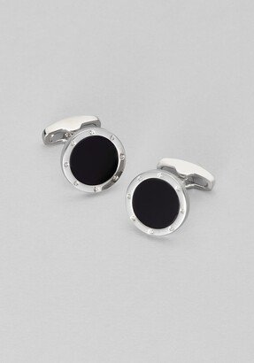 Men's Round Onyx Rivet Cufflinks