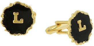 Jewelry 14K Gold-Plated Enamel Initial L Cufflinks