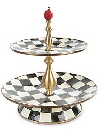 MacKenzie-Childs Courtly Check Enamel Two-Tier Sweet Stand