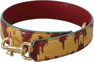 Yellow Red Leather Gold Tone Shoulder Women's Strap