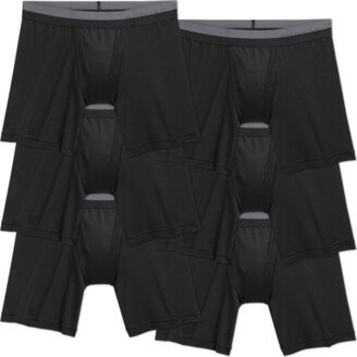 Men's Active Flyless Boxer Brief Underwear 6-Pack - Black - 3XL - Cotton Modal Blend