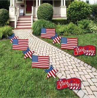 Big Dot Of Happiness Stars & Stripes - Lawn Decor - Outdoor Usa Patriotic Party Yard Decor - 10 Pc