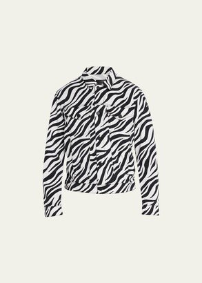 Men's Zebra-Print Denim Jacket