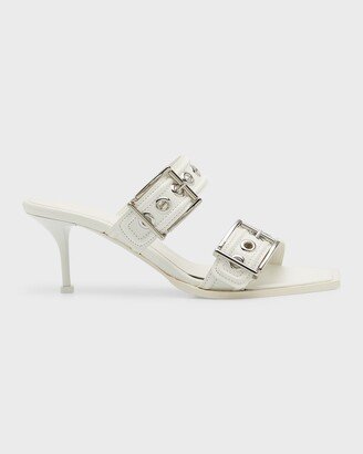 Punk Dual-Buckle Stiletto Mules