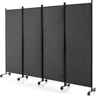 4-Panel Folding Room Divider 6FT Rolling Privacy Screen with