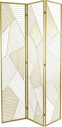 Peyton Lane Geometric Metal Hinged Foldable Partition 3 Panel Room Divider Screen