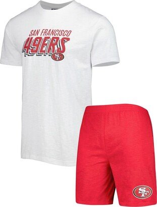 Men's Concepts Sport Scarlet, White San Francisco 49ers Downfield T-shirt and Shorts Sleep Set - Scarlet, White