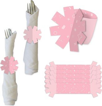 Big Dot Of Happiness Pink Confetti Stars Simple Party Paper Napkin Holder Napkin Rings Set of 24