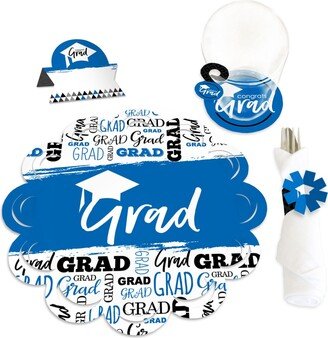 Big Dot Of Happiness Blue Grad Best is Yet to Come Party Table Decorations Chargerific Kit 8 Ct