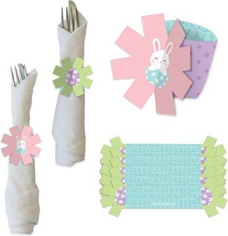 Big Dot of Happiness Spring Easter Bunny - Happy Easter Party Paper Napkin Holder - Napkin Rings - Set of 24