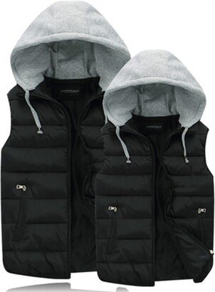 HOLLYWEED Women's Hooded Lightweight Down Vest (Color : Black