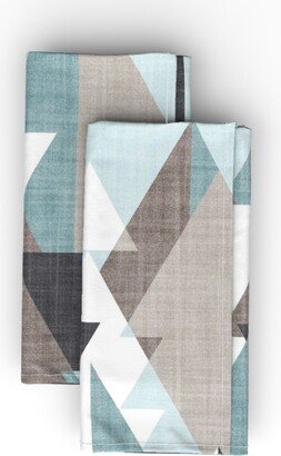 Cloth Napkins: Geo Forest Pine Trees Cloth Napkin, Longleaf Sateen Grand, Gray