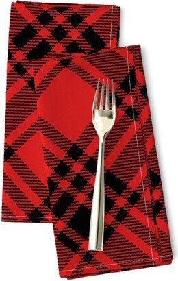 Red Black Tartan Dinner Napkins | Set Of 2 - Christmas Plaid By Danadudesign Holiday Winter Traditional Cloth Spoonflower