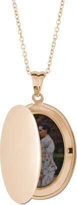 Locket Necklaces: Outline Border Locket Necklace, Gold, Oval, Gray