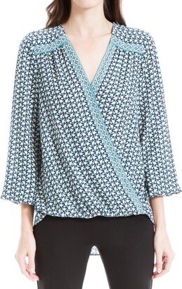 Crepe Printed Wrap Blouse