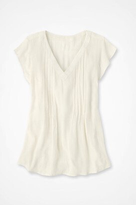 Women's Solstice Tuck-and-Release Cap-Sleeve Blouse Top - Crema - XS