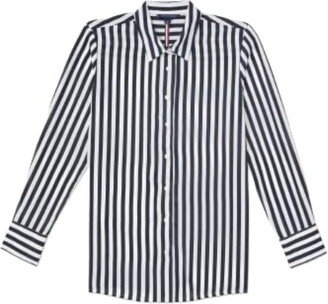 Women's Adaptive Stripe Blouse with Magnetic Closure