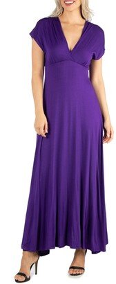 24seven Comfort Apparel Women's Cap Sleeve V-Neck Maxi Dress