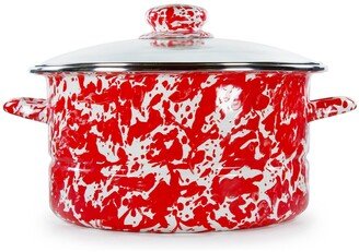 Red Swirl Enamelware Collection 6 Quart Stock Pot