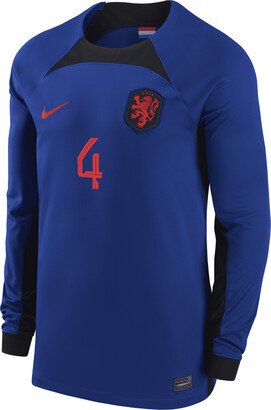 Netherlands National Team 2022/23 Stadium Away (Virgil van Dijk Men's Dri-FIT Long-Sleeve Soccer Jersey in Blue