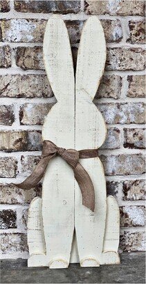 Farmhouse Wood Bunny, Easter White Front Porch Rustic Bunny