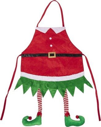 Juvale Christmas Elf Apron - Holiday Santa Elf Kitchen Chef Apron with Hanging Legs Design, for Cooking and Baking, Festive Gag, White Elephant Gift, 35x23