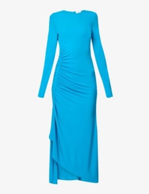 Draped asymmetric woven maxi dress