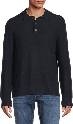 Long Sleeve Cashmere Blend Sweater Polo