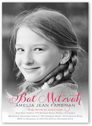 Bar/Bat Mitzvah Invitations: Bat Mitzvah Overlay Bat Mitzvah Invitation, Pink, Luxe Double-Thick Cardstock, Square