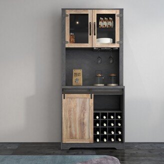 EYIW Wine Cabinet for Living Room, Dining Room, Farmhouse Cabinet with Sliding Barn Door Designed