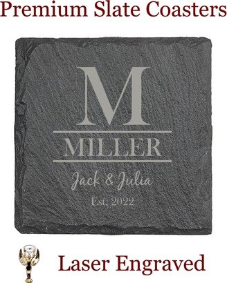 Slate Coasters Engraved - Wedding Gift Coaster Set Personalized Custom Drink Couples Home-AA