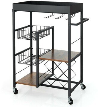 4-Tier Kitchen Bar Cart Rolling Serving Trolley Wine Rack - See Details