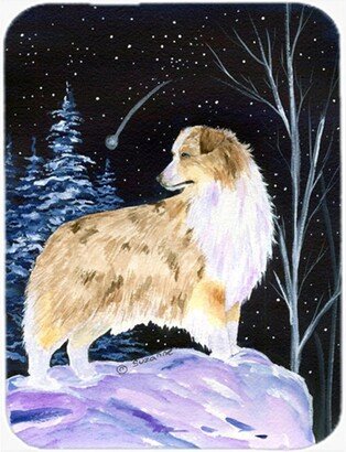 SS8359LCB Starry Night Australian Shepherd Glass Cutting Board