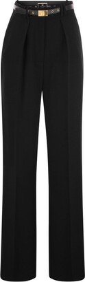 Straight-Leg Belted-Waist Pants