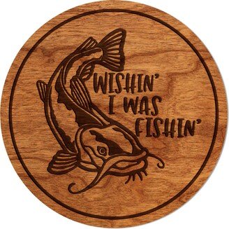 Freshwater Fish Coaster - Bass Catfish Crafted From Cherry Or Maple Wood Click To See Multiple Designs Available-AA