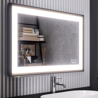 Vinura Bathroom Mirrors for Wall - Black Led Bathroom Mirror 40x24 Inches - Black and white - 9' x 12'