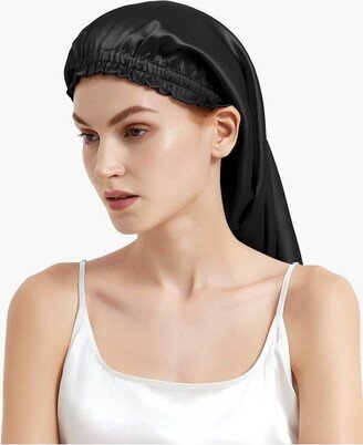 Mommesilk 22 Momme Pure Long Silk Hair Bonnet - Black