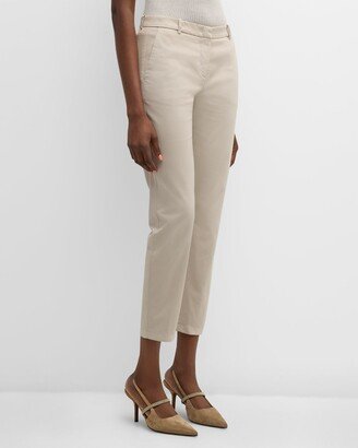 Mid-Rise Garment-Dyed Cropped Trousers