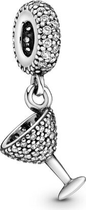 Cubic Zirconia Pave Cocktail Glass Dangle Charm