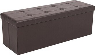 43 L Faux Leather Folding Storage Ottoman Bench, Storage Chest Footrest Padded Seat - Brown